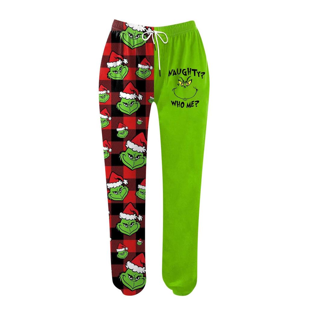 Damen Casual Fashion Weihnachtsdruck Lässige Jogginghose Elastische Taille Kordelzug Hose