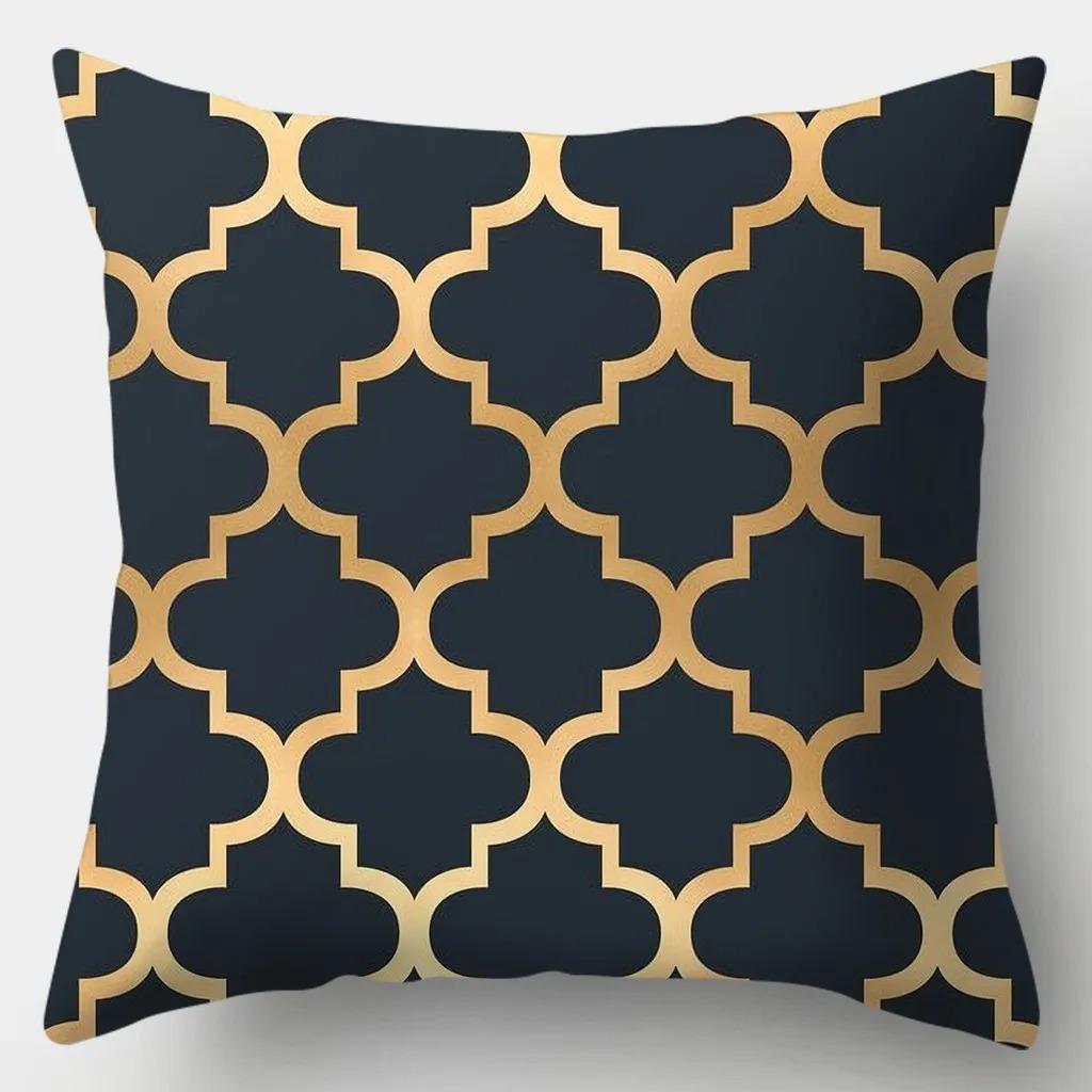 Home Decor Gold Accent Geometric & Marble Pattern Pillows Pattern Cushion Cover Suitable for Sofa Bedroom Car Pillow Cover