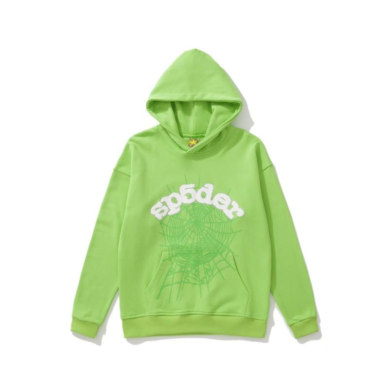 Sp5der 555555 Hoodie Sweatpants Set Rhinestone Spider Web Letter Print Casual Streetwear Youth