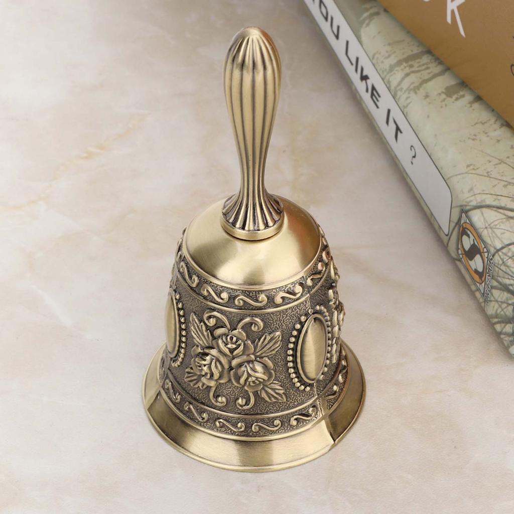 Zinc Alloy Rose Pattern Dinner Hotel Calls Handbell Hand Bell Metal Handicraft Christmas Gifts
