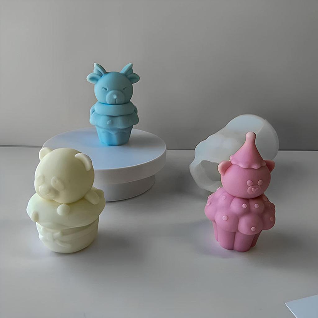 Bear Aromatherapys Candle Resin Mold Silicone Candle Mold 3D Bear Shaped Scented Candles Molds Homemade Aromatherapy