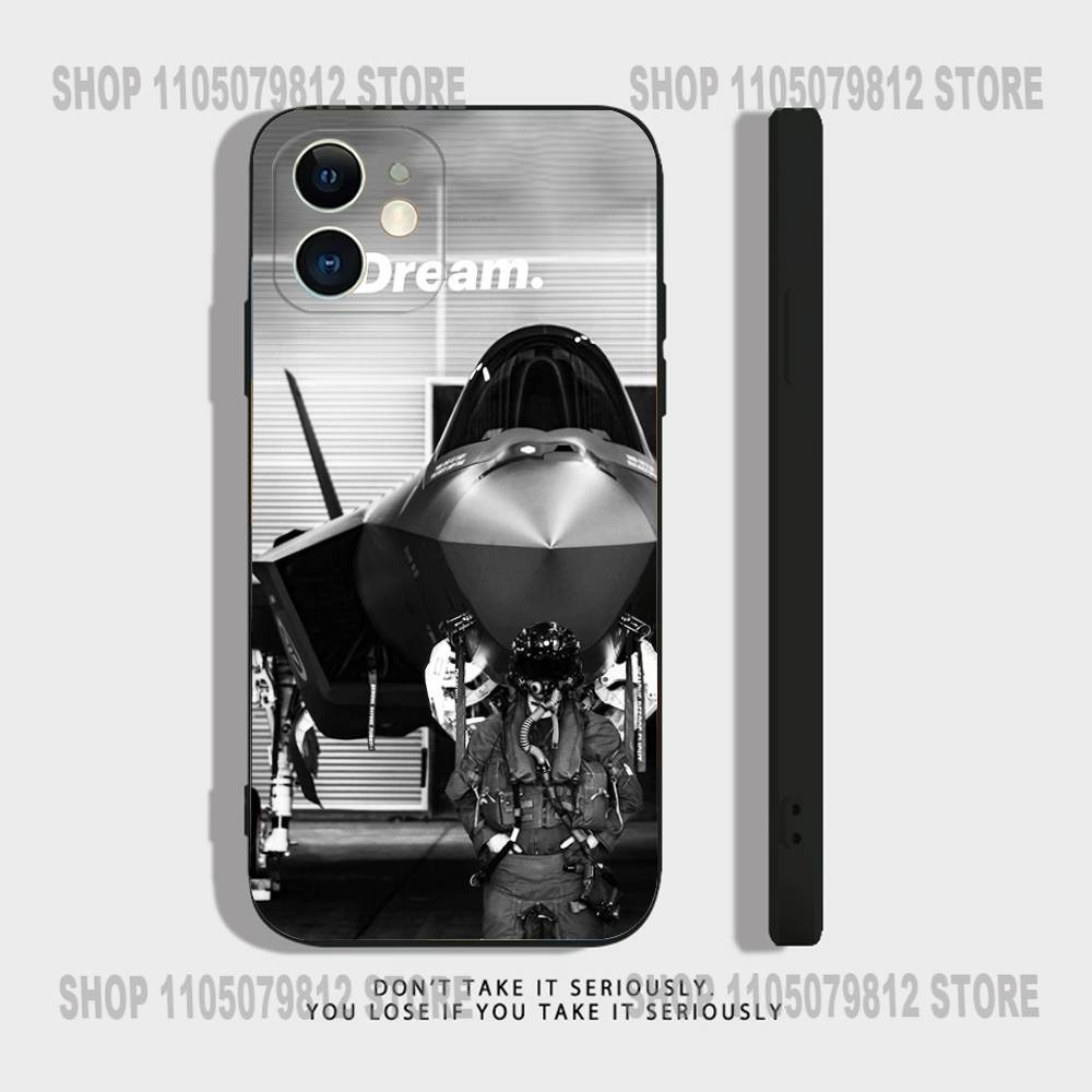 Cool Pilot F-22 Fighter Phone Case For iPhone 17 16,15,14,13,12,11,Pro,XS,Max,XR,Plus,Mini Soft Silicone Black Shockproof