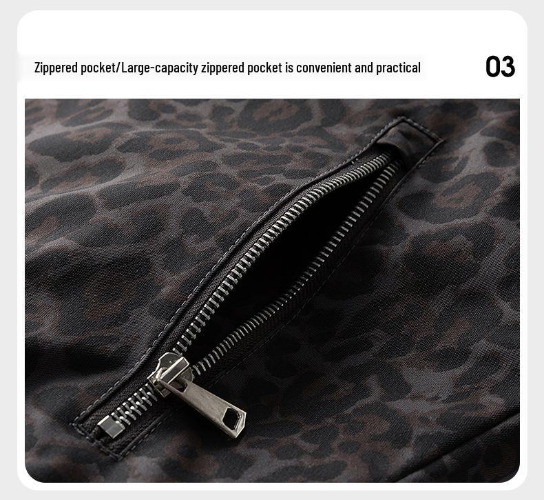 American Retro Detachable Lapel Leopard Lambswool Jacket