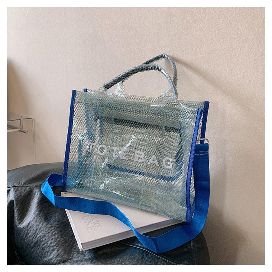 Fashion New High Capacity PVC Women's Bag Transparent Tote Bag Jelly Bag Handheld One Shoulder Crossbody Tote Bag