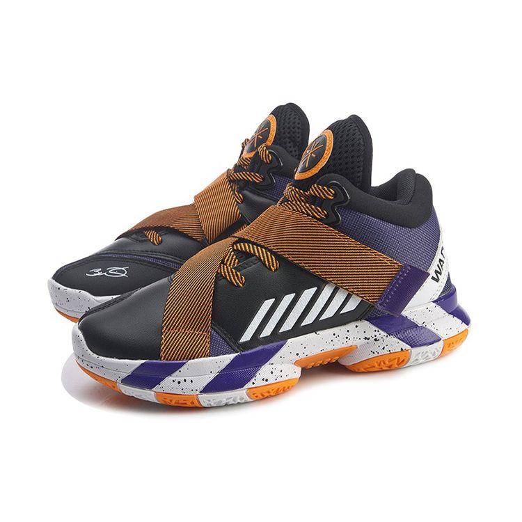 Li Ning All City Premium Wade Series Shock Absorption Mid-Top Basketball Shoes Kids Basketball Shoes Black Orange YKBQ038-5