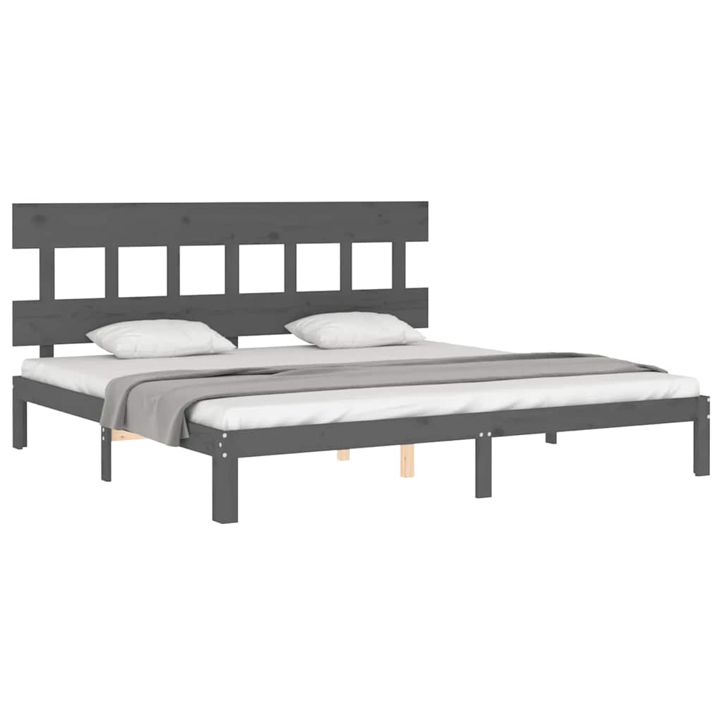 Solid Wood Bed with Headboard Gray 200x200 cm