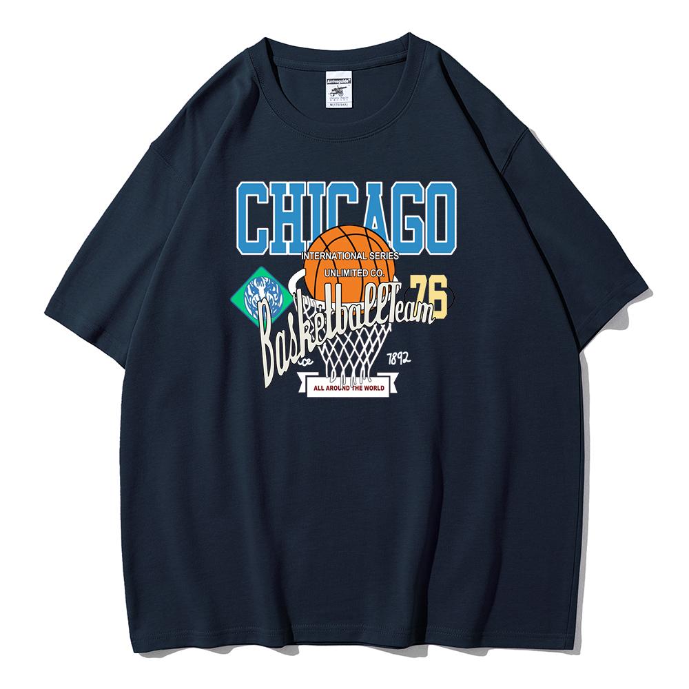 Chicago Basketball Club 76 Print Streetwear T-Shirt Women Summer Soft Cotton Brand Short Sleeve Breathable Oversize Tee Clothing