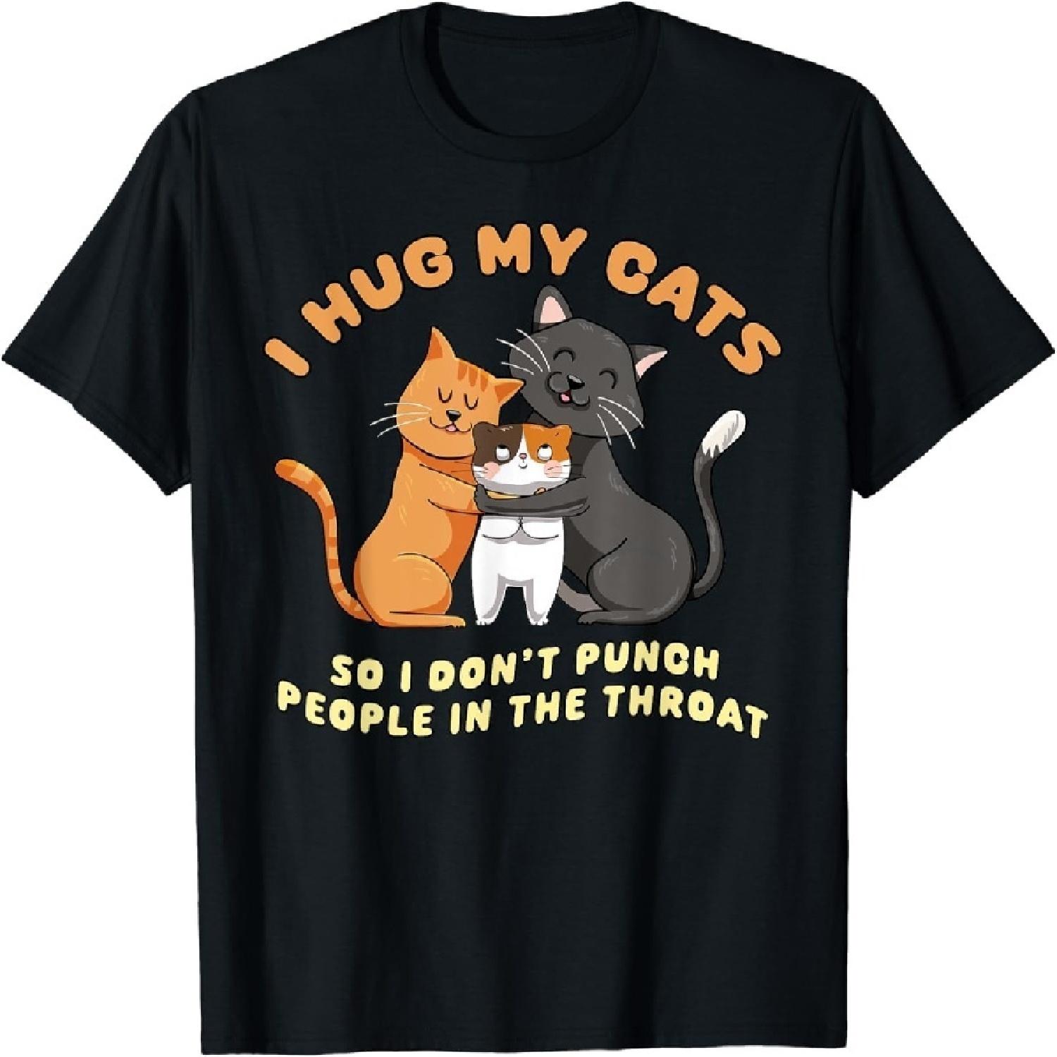 DSUSHU Я обнимаю своих кошек, чтобы не ударить людей по горлу Забавная футболка S
