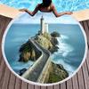 Lonely Lighthouse Printed Round Beach Towel,Polyester Sand Resistant Beach Blanket,Absorbent Quick Dry Pool Towel Picnic Mat