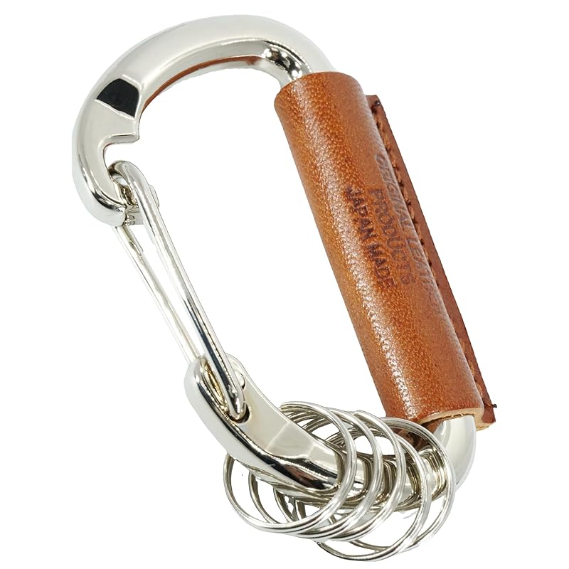 

camel M F tochigi leather carabiner key ring key ring small size large key smart key car bike made in Japan leather genuine leather Tanned leather