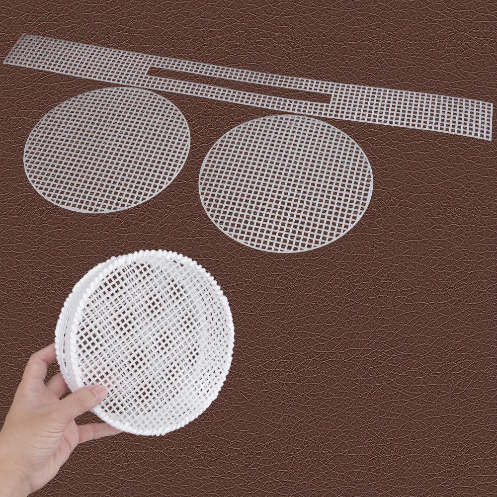 5Set DIY Crochet Plastic Mesh Sheet, Circular Shape Plastic Grid Plate Template, Hand Weaving Yarn Hook Wrapped Plastic Sheets