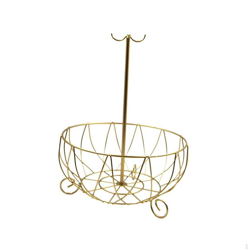 Countertop Fruit Basket Bowl with Banana Hanger, Metal Wire Snacks Vegetable for