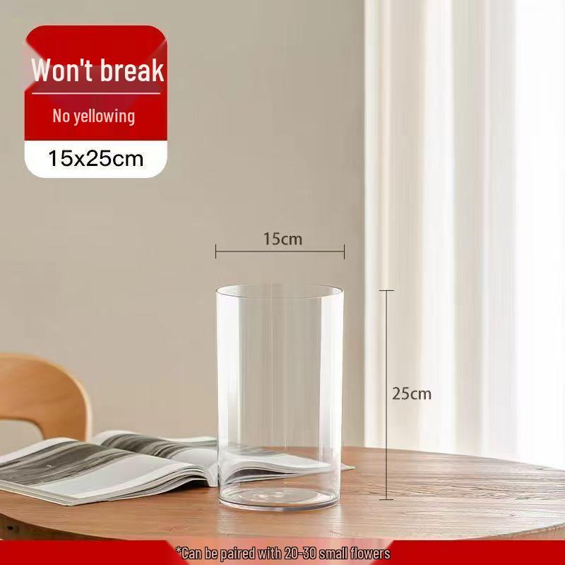 Acrylic Drop-Proof Transparent Cylinder Vase for Flower Arrangements
