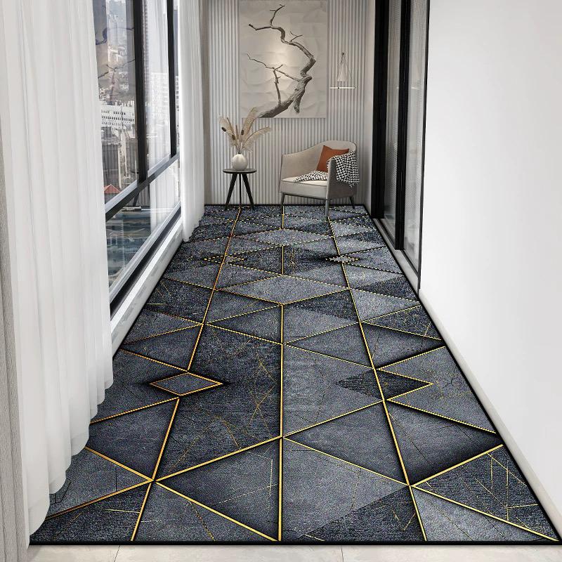 Luxury Geometric Long Corridor Carpet Stairs Passageway Non-slip Runner Rugs Decor Home Living Room Aisle Foot Mat Customizable