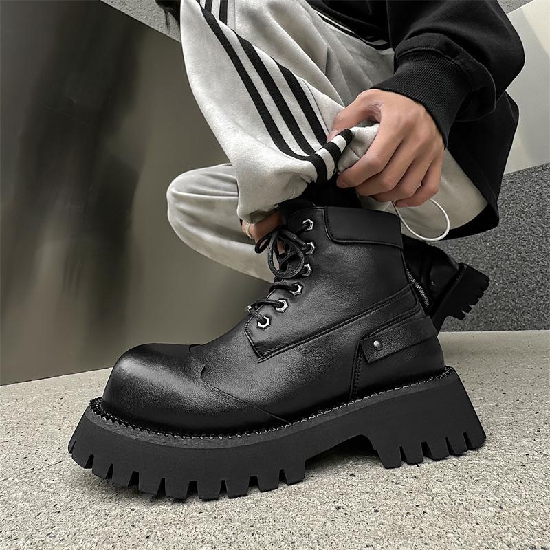 

Новые туфли Дерби для мужчин и женщин, пара толстых подошв с завышенной высотой, черные, британский стиль, нишевая головка 33389-J 38 чёрный