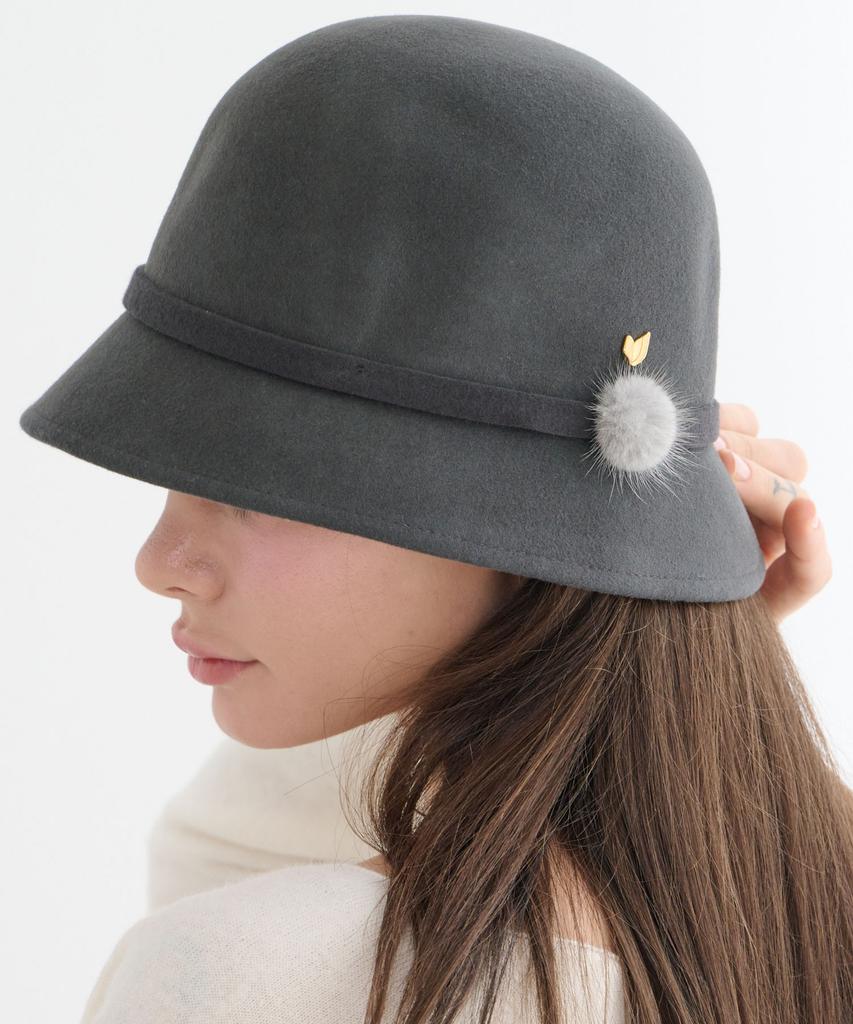 Koipeu Classic Wool Mink Cloche Cf073Ht037 Gry