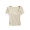 U-neck Short-sleeved T-shirt Women's Summer New American Spice Girl Style Solid Color Slim-fitting and Thin Bottoming Top