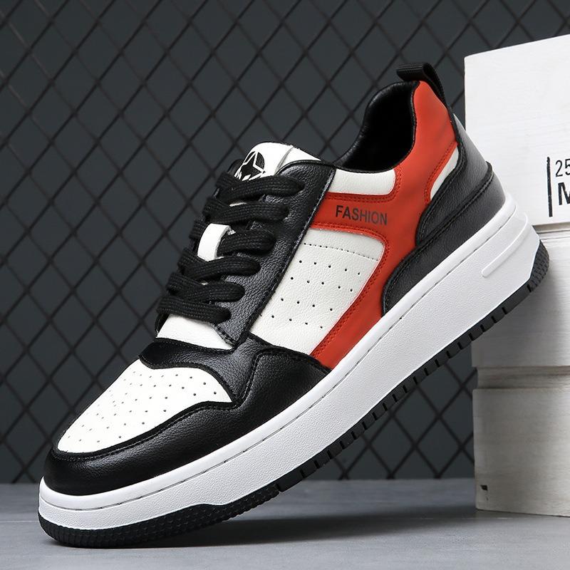 Spring New Trend Versatile Breathable Height Increasing Casual Shoes Men's Leather White Shoes Platform Student Board Shoes