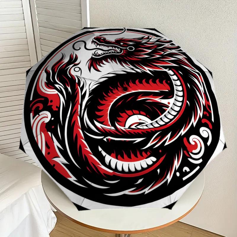 

1pc Red Dragon Yin Yang Symbol Umbrella with Plastic Handle,Suitable for All Seasons Home Travel Outdoor UmbrellaDD1049