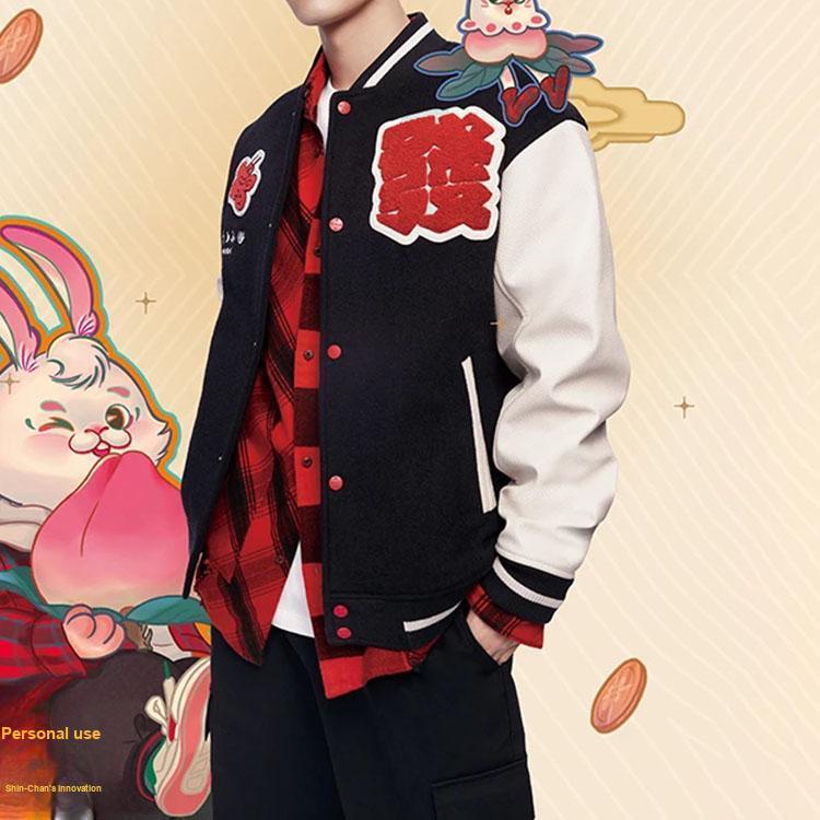 Camisa Masculina LiNing Xadrez com Bolso e Botão na Gola Manga Longa Solta Tops Vermelho ASHT001-1