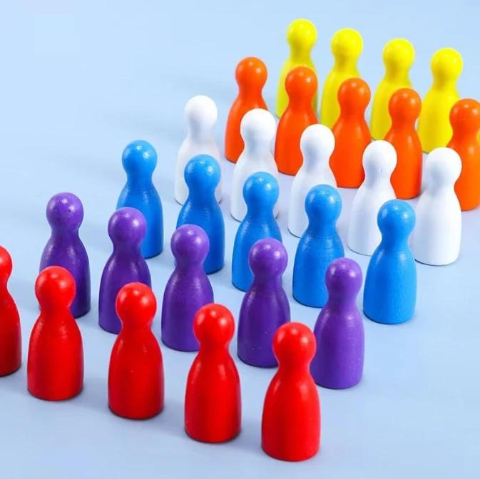 100 Pcs Colorful Wooden Chess Markers 24x12mm Board Game Tokens Marking Pieces for Strategy Games