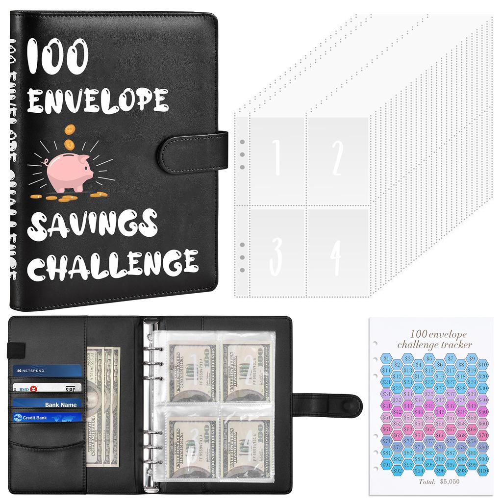 A5 Budget Binder 100 Envelope Savings Challenge Binder Sets Students Notebooks Suppliers Journal Books