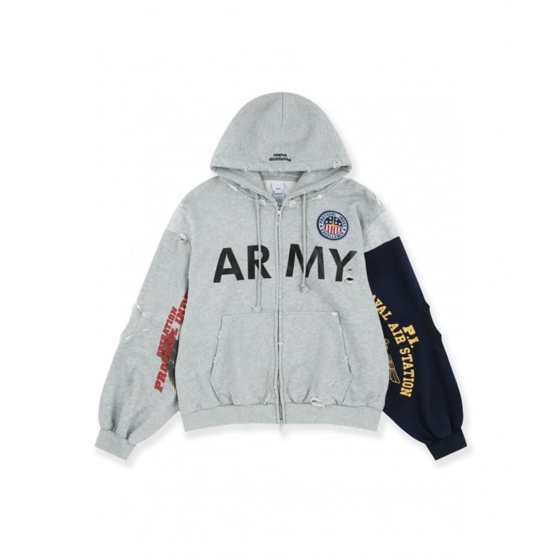 Mens Oversized Hooded Zip-Up Sweatshirt With