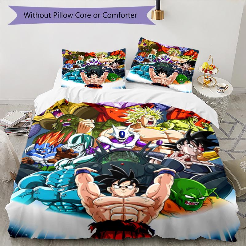 3pcs Dragon Ball3 Design Cover Set - HD Printed Bedding with 1 Cover and 2 Pillowcases - Perfect for Home and Dorm Decor