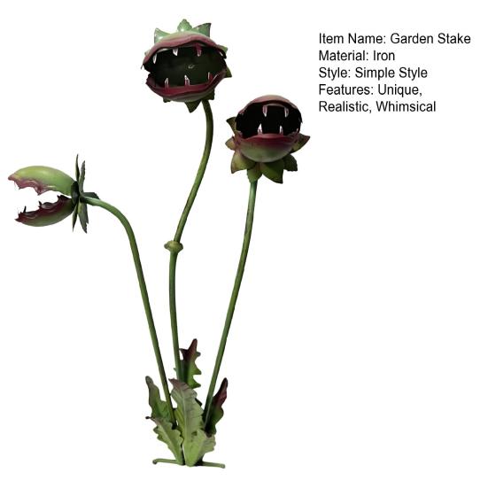 Whimsical Metal Carnivorous Plant Garden Stake 25 Inch Large Venus Flytrap Plant Sculpture Outdoor Decorative Yard Art for Lawn Garden Patio Decor