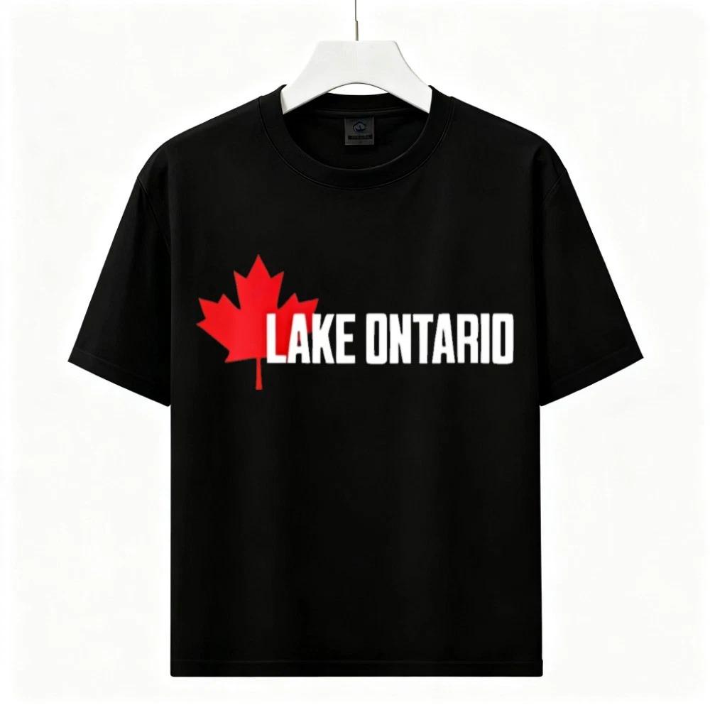 Lake Ontario Red Maple Leaf Graphic T-Shirt Unisex Canadian Travel Souvenir Tee
