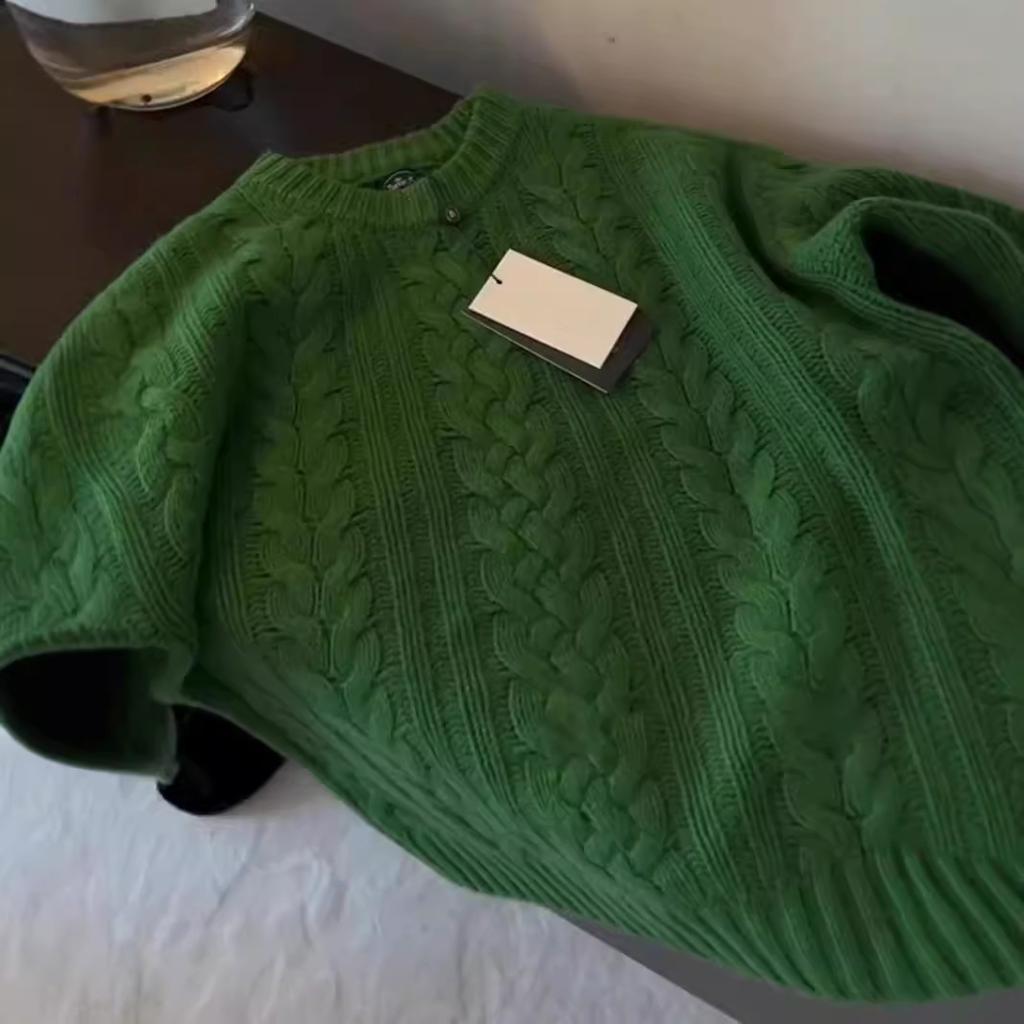 Raccoon Velvet Twist Pullover Women's Autumn and Winter New Lazy Wind Wool Winter Thickened Inner and Bottomed Knitted Sweater