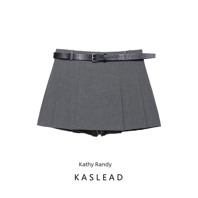 Kaslead New Women Clothes Western Style Fashion Check Skirt Pants Belt Short Dress 3046047 802