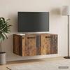 Wall Mounted TV Cabinet Reclaimed Wood Look 59.5 x 41 x 30 cm