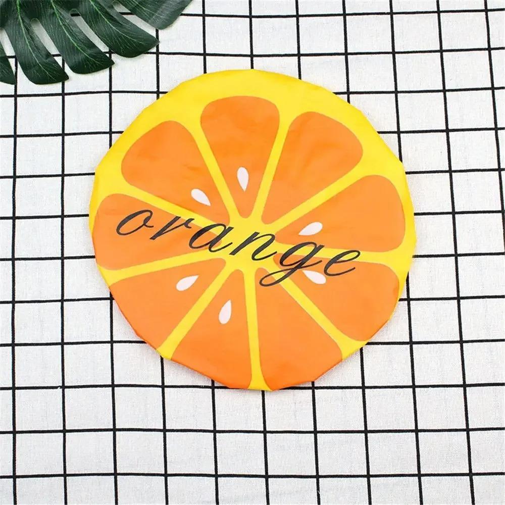 Cute Fruit Waterproof Elastic Reusable Shower Sleep Cap for Women Bath Accessory