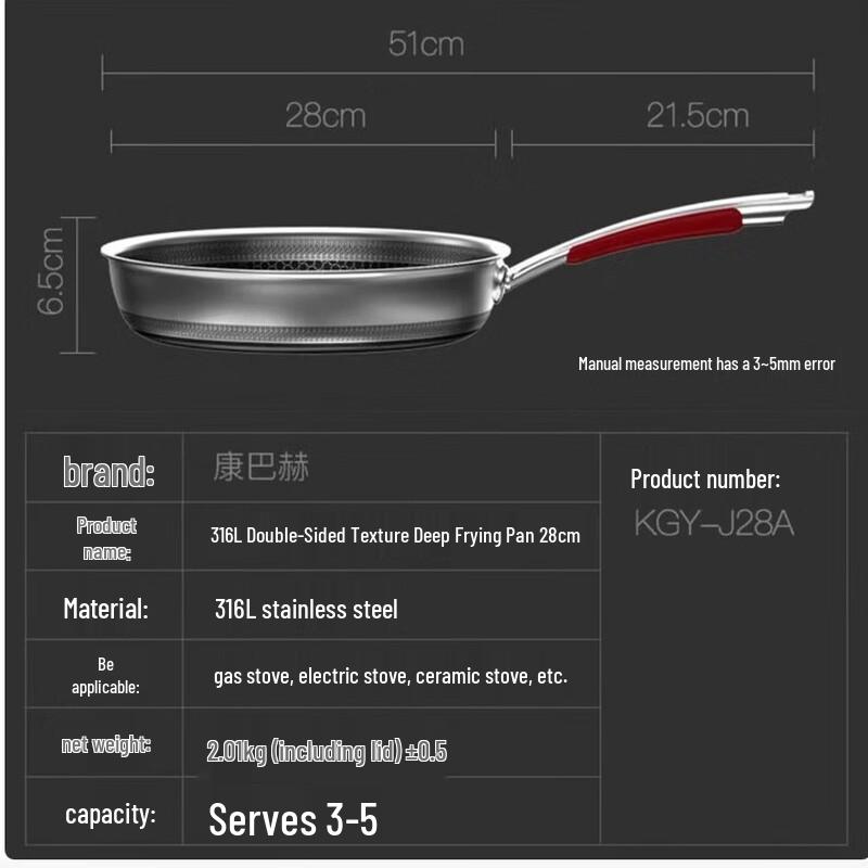KOBACH 316L Stainless Steel Non-stick Frying Pan