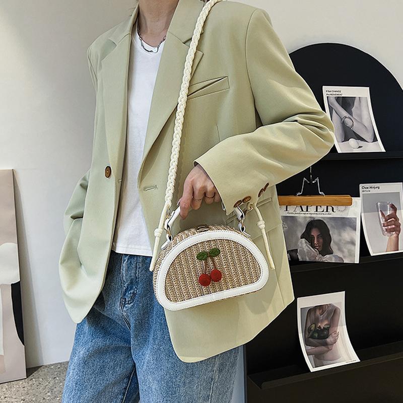 Fashion Straw Box Shoulder Messenger Bag Summer New Texture Portable Women's Crossbody Bag Beach Travel Purse KTB