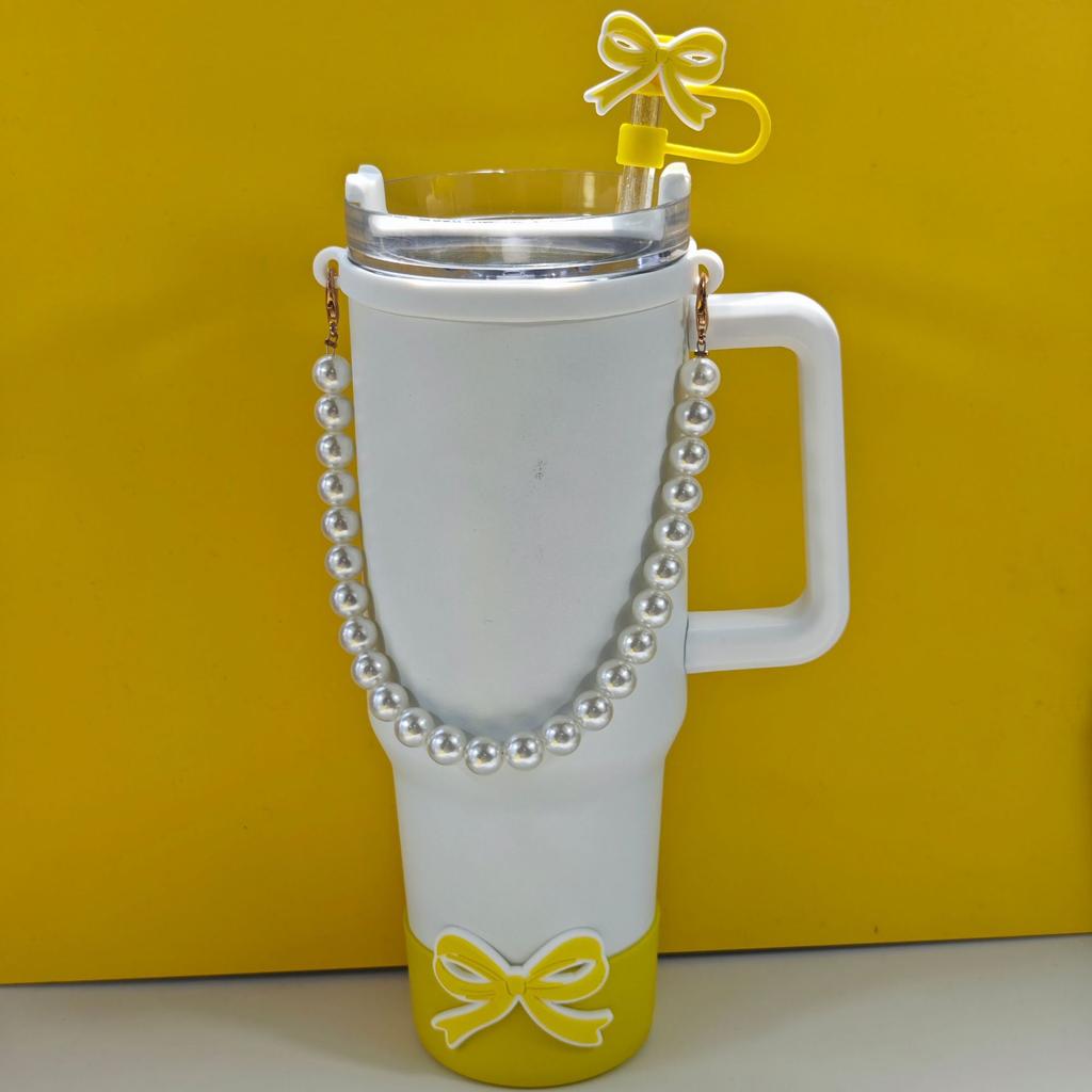 Cute Bow Silicone Boot Bottom Sleeve Cover for Stanley 30/40 OZ Tumbler Cup Protection Case Straw Covers Cap For Stanley Cup