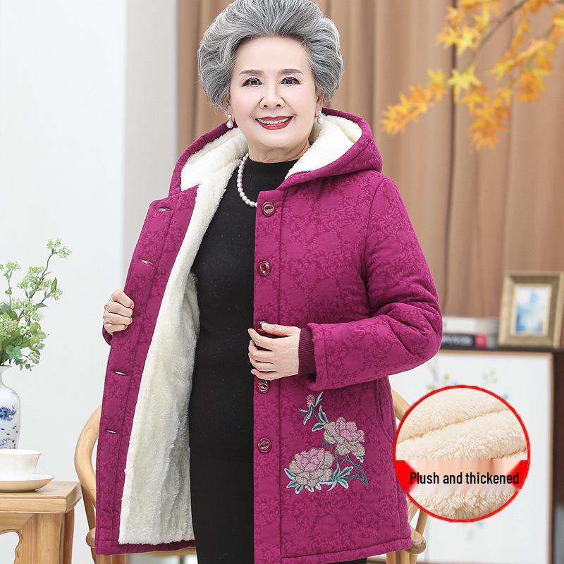 Damen Winterjacke aus Baumwolle mit Samt für Mittelalte und Ältere