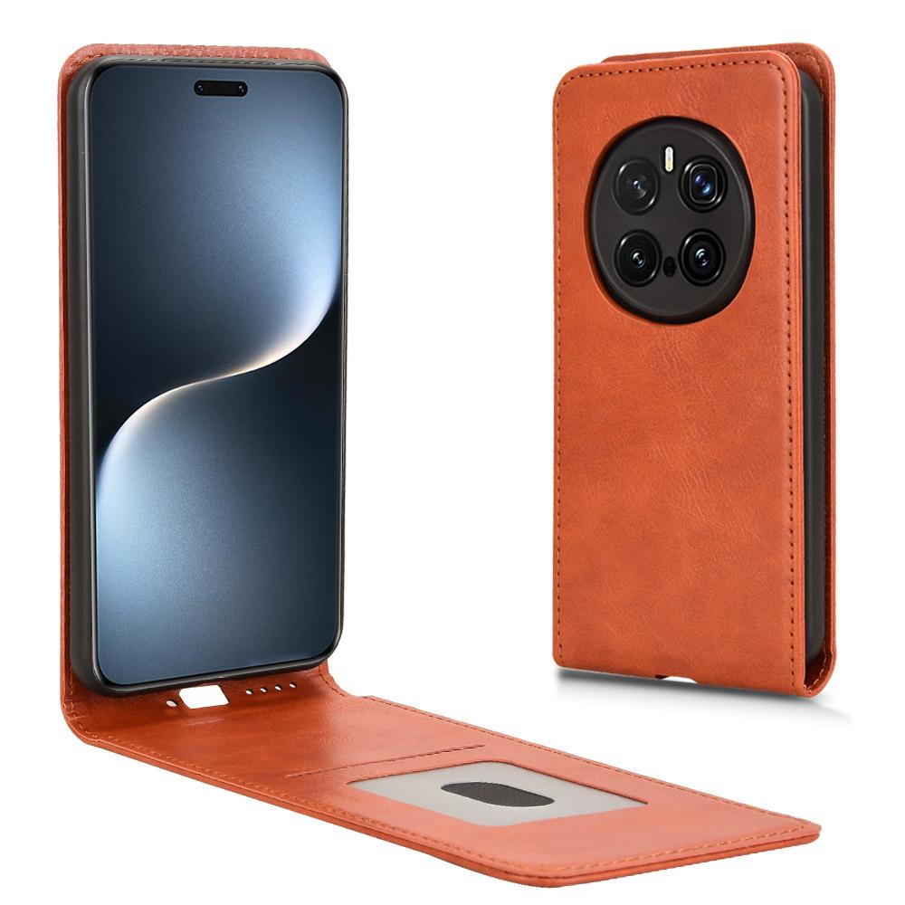 For Honor Magic7 Pro 5G-deksel med kortspor Magnetisk vertikalt flip-telefondeksel i lær