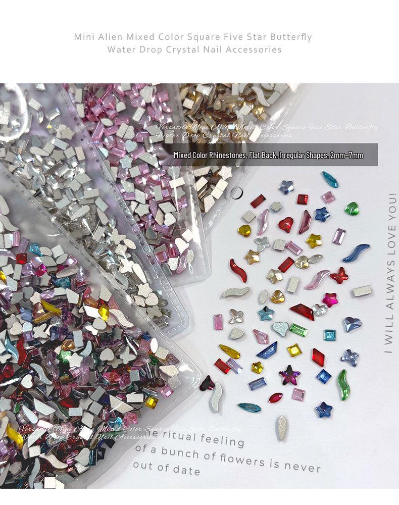 1440 Mini Flat-Back Rhinestones for Nail Art, Mixed Styles, Super Shiny Champagne Color, DIY Accessories