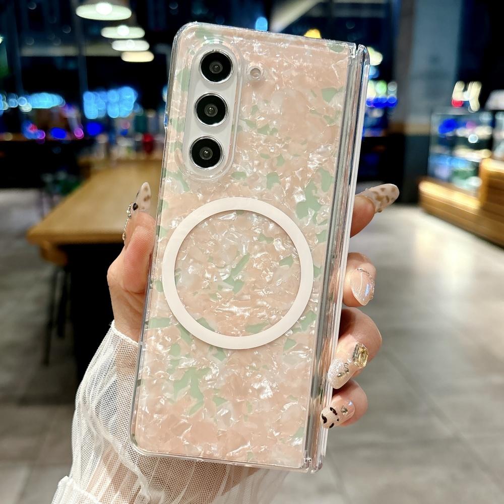 

Dreamy Shell Pattern Magnetic Hinge Case For For Samsung Galaxy Z Fold 7 6 5 4 5G Wireless Charging Ultra Thin Hard PC Bumper Cover For Z Fold 4