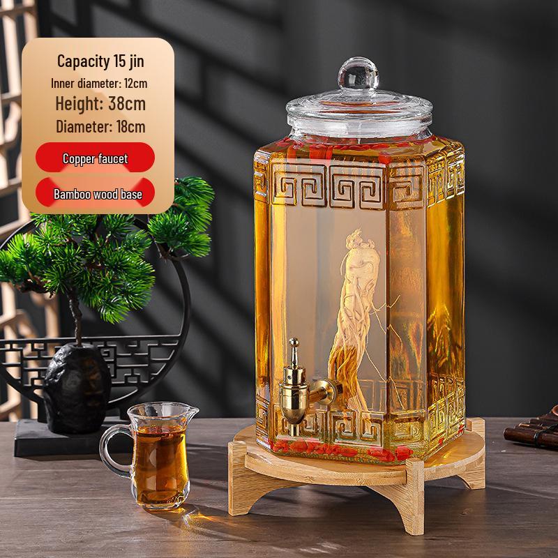 Luxury Sealed Wine & Baijiu Soaking Jar with Faucet for Household Use