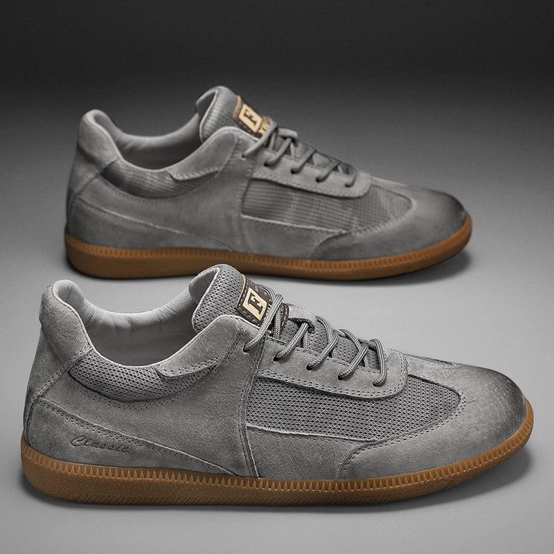 Large size pigskin retro German training shoes breathable casual leather shoes