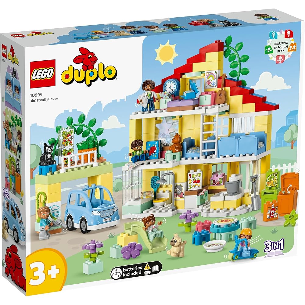 LEGO DUPLO Town 3in1 Family House Building Toy for Kids Ages 1.5 to 6 Years Educational Block Set