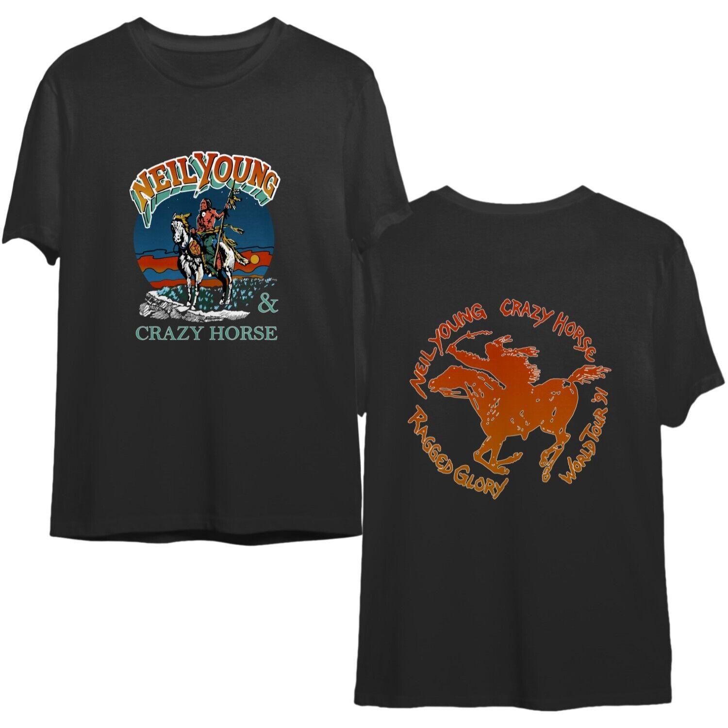 Neil Young And Crazy Horse T-Shirt Black Double Side L