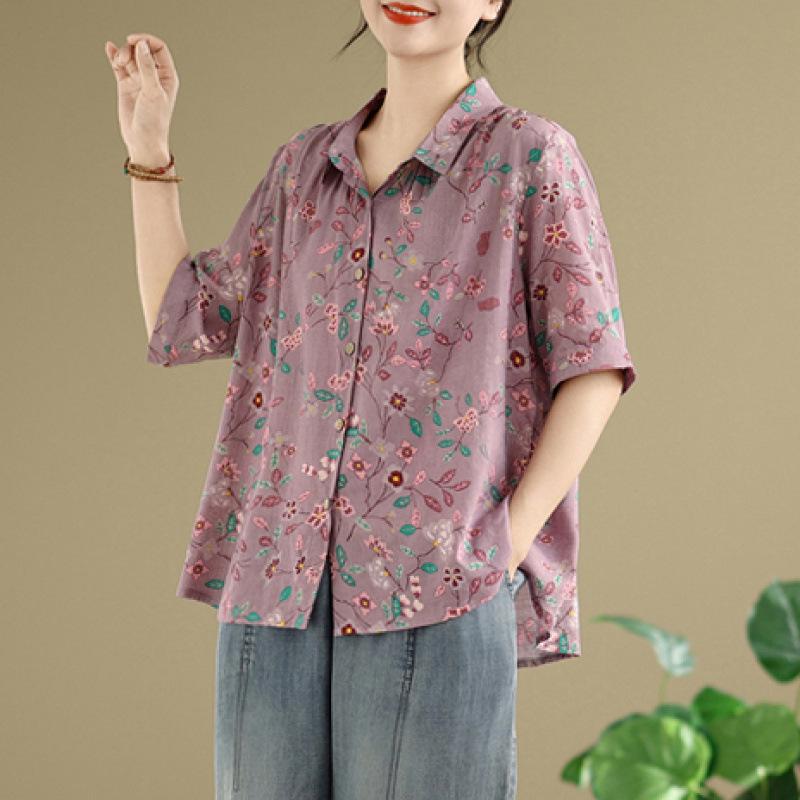 

2025 Summer Korean Style Plus Size Cotton Linen Top & Washed Denim Pants Set for Women XL