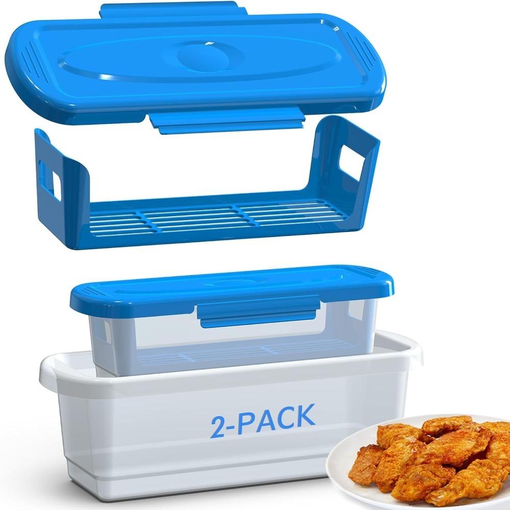 2 Piece Large Capacity Fried Fish Batter Bowl Rectangular Batter Coating Mixing Bowl  Fried Chicken синий