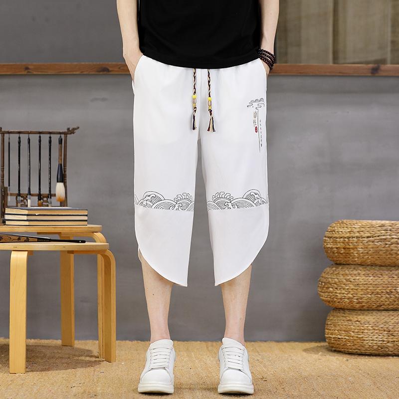 Summer Ice Silk Shorts Style Casual Cropped Shorts Quick Drying Breathable Sports Men's Breathable Cropped Shorts Loose Shorts
