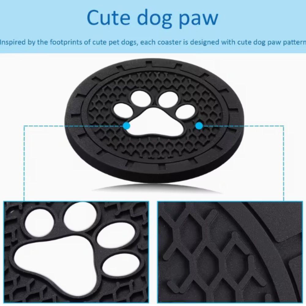 4pcs Strong Wear-Resistan Car Cup Holder Coaster Paw Print Design Universal Cup Mats  Most Vehicles