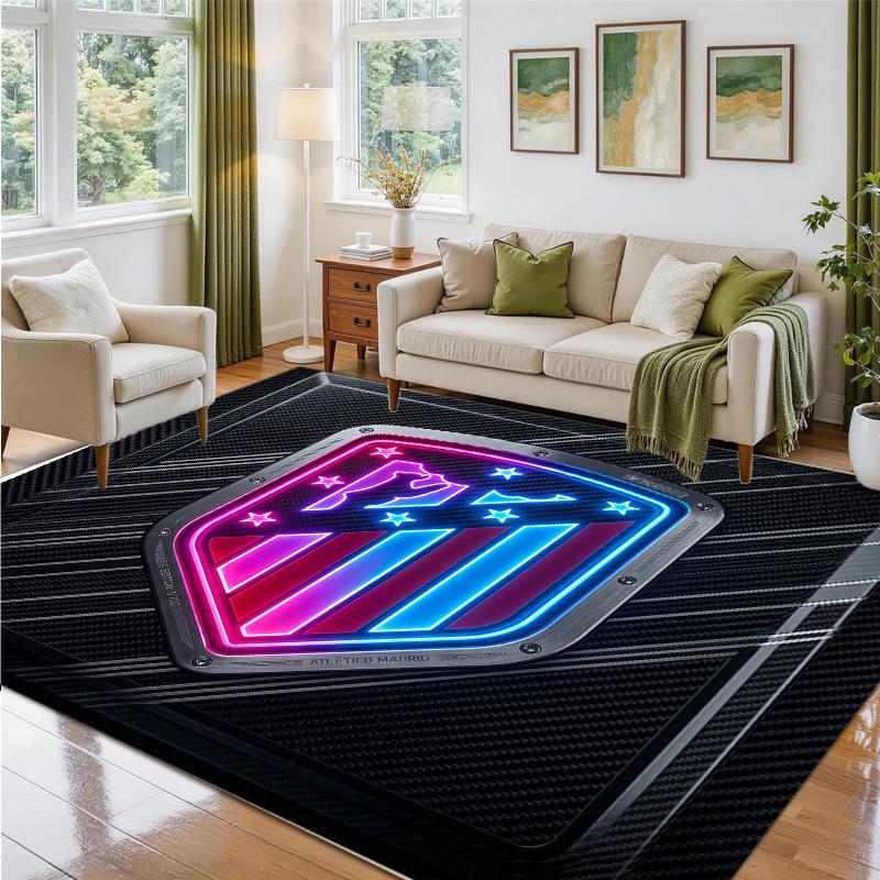 Atletico Madrid Design Crystal Velvet Rug Soft Decorative Mat for Bedroom Entrance